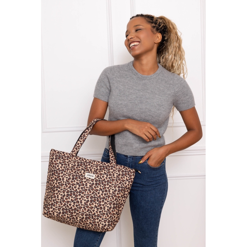 Sac cabas coton AMOUR léopard