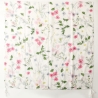 Foulard imprimé fleurs avec pompons blanc