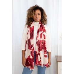 Foulard imprimé grandes fleurs rouge