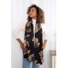 Foulard imprimé grandes fleurs noir