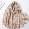 Foulard imprimé feuilles de ginkgo beige