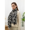 Foulard imprimé feuilles de ginkgo noir