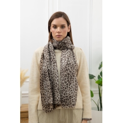 Foulard imprimé léopard taupe