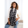 Foulard imprimé contours fleurs noir