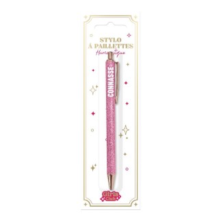 Stylo paillettes rose connasse