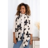 Foulard imprimé contours fleurs blanc