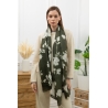 Foulard imprimé fleurs nuages vert