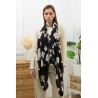 Foulard imprimé fleurs nuages noir