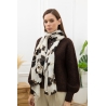 Foulard imprimé fleurs nuages beige