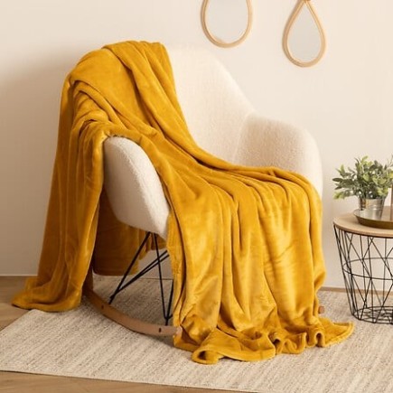 Plaid 180x230 cm flanelle ocre