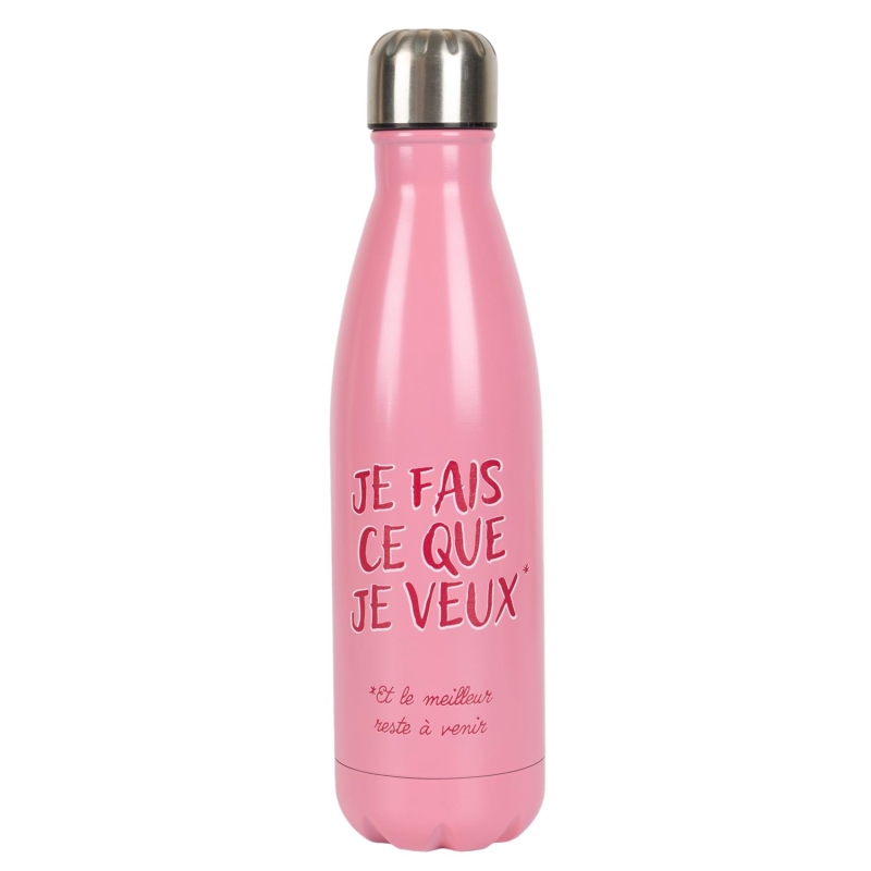 COFFRET BOUTEILLE ISOTHERME 50CL JE FAIS CE QUE JE VEUX GIRL POWER