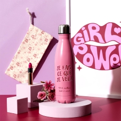 COFFRET BOUTEILLE ISOTHERME 50CL JE FAIS CE QUE JE VEUX GIRL POWER