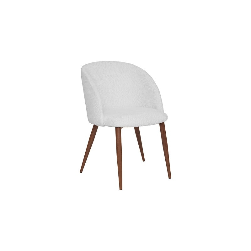 Chaise Céleste bouclette ivoire pieds métal effet noyer