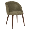 Chaise Céleste bouclette kaki pieds métal effet noyer