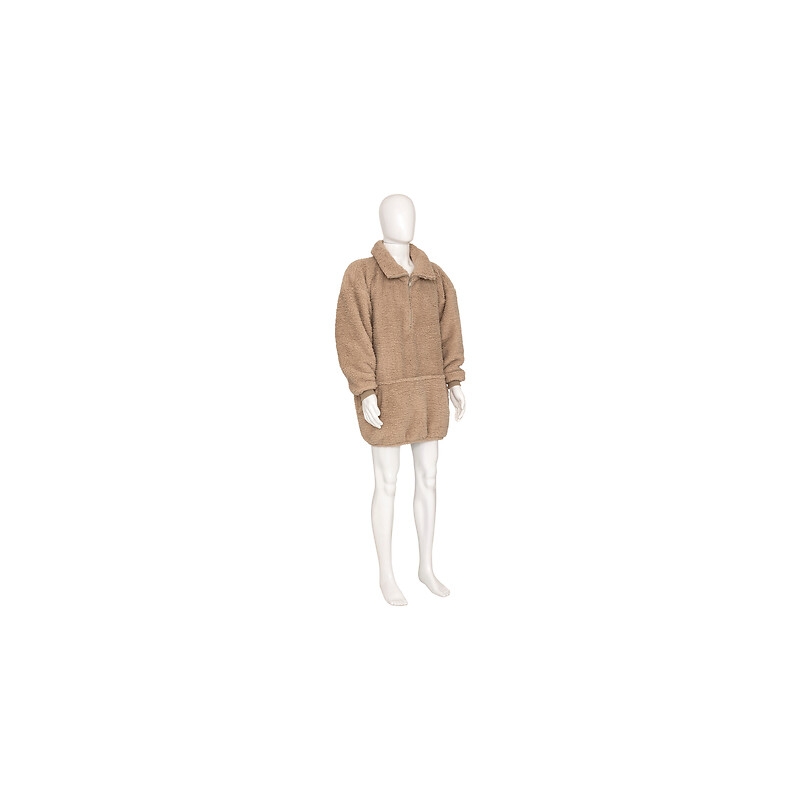 Plaid avec manches Sherpa zippé beige lin