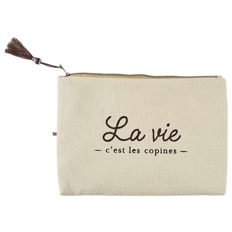POCHETTE GAZE DE COTON 28X20CM LA VIE C'EST LES COPINES