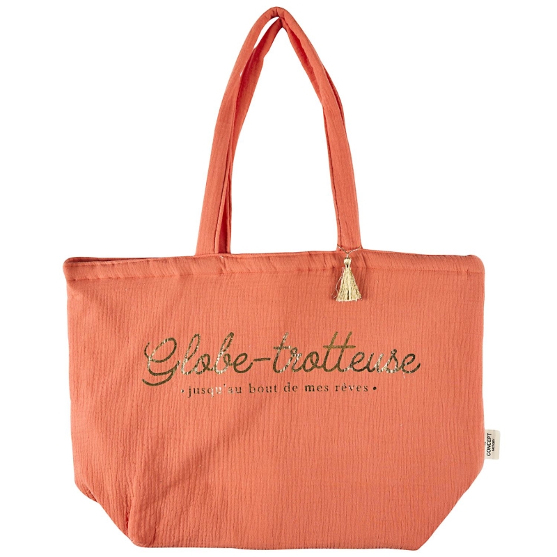TOTE BAG GAZE DE COTON 58X20X38CM GLOBE TROTTEUSE