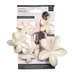 PINCES A CHEVEUX X3 BLANC MONOI