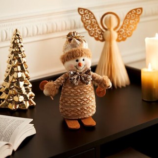 Bonhomme de neige à skis déco 30 cm