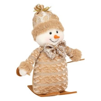 Bonhomme de neige à skis déco 30 cm