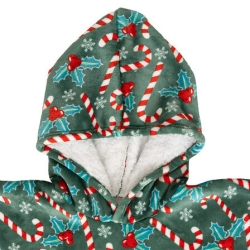 Plaid sweat adulte décor houx vert
