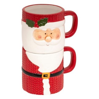 Set de 2 mugs empilables Père Noël
