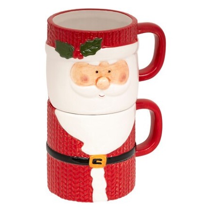 Set de 2 mugs empilables Père Noël