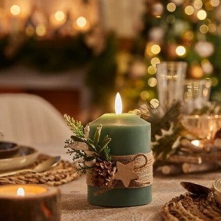 Bougie LED déco branche vert