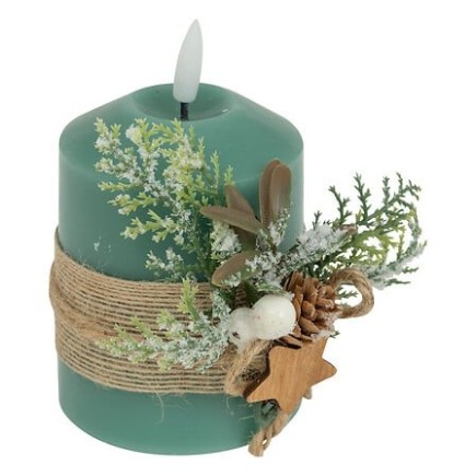 Bougie LED déco branche vert