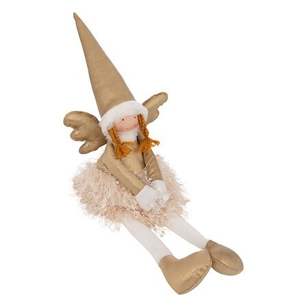 Fée LED assise 48cm doré