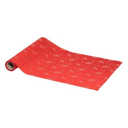Tissu 28x300 cm rouge motifs pain d'épice