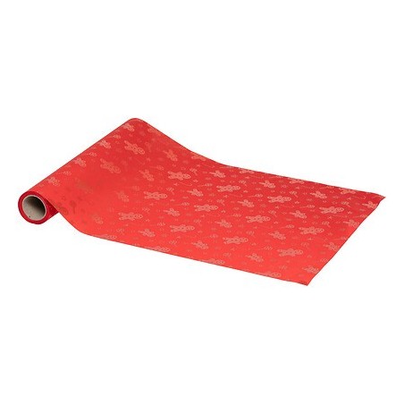 Tissu 28x300 cm rouge motifs pain d'épice