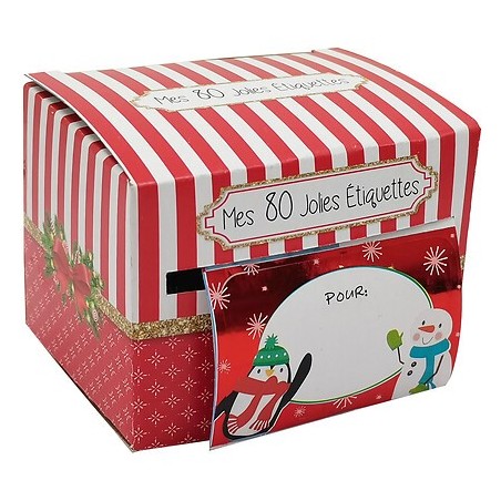 Boite ruban 80 étiquettes cadeaux