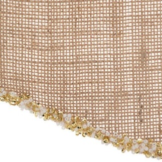 Noeud déco givré 28 x 34 cm jute beige