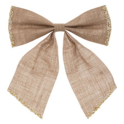 Noeud déco givré 28 x 34 cm jute beige