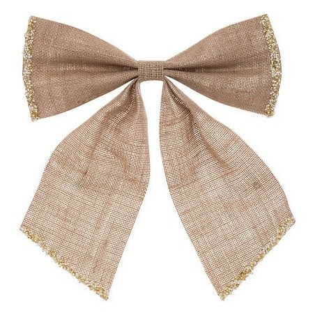 Noeud déco givré 28 x 34 cm jute beige