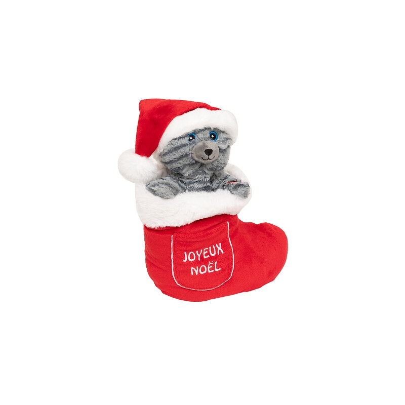 Automate chat chaussette de Noël musical avec mouvement haut 21 cm