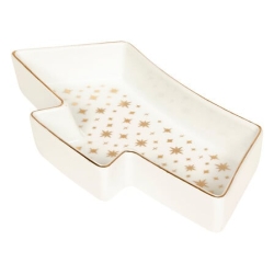 Set apéritif 4 pièces plateau forme sapin doré