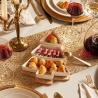 Set apéritif 4 pièces plateau forme sapin doré