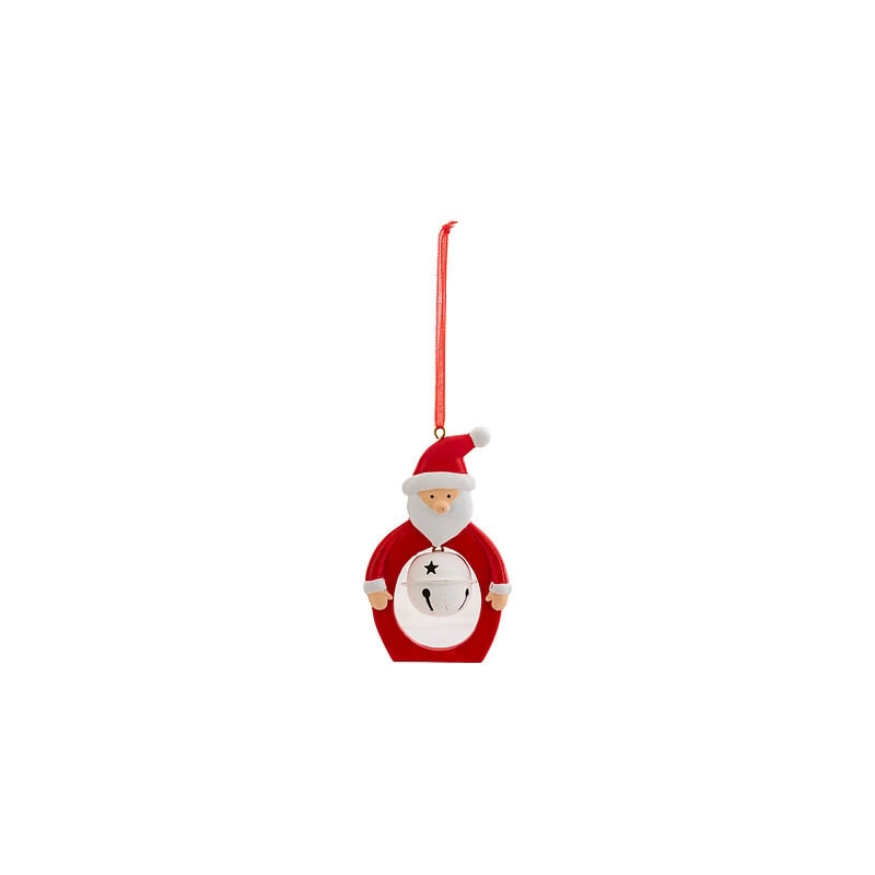 Sujet Père Noël grelots résine haut 10 cm rouge et blanc
