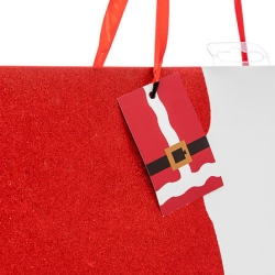 Sac cadeau imprimé grande taille tenue de Père Noël paillettes rouge