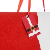 Sac cadeau imprimé grande taille tenue de Père Noël paillettes rouge