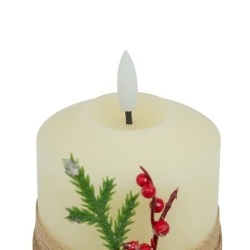 Bougie LED déco branche haut 10 cm blanc