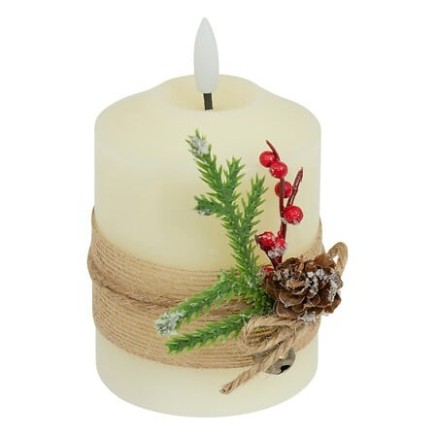 Bougie LED déco branche 10cm blanc