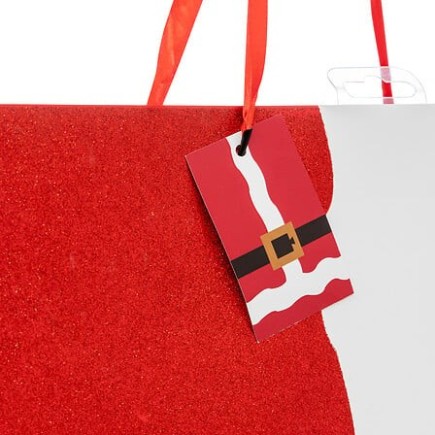 Sac cadeau Père Noël paillettes rouge
