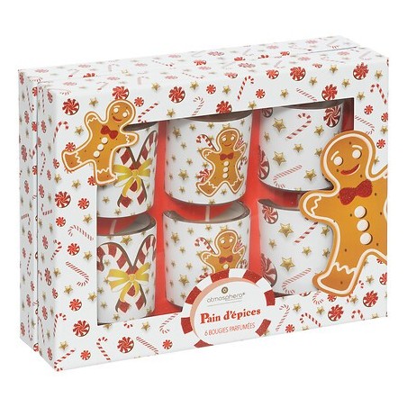 Lot de 6 bougies parfumées pain d'épice