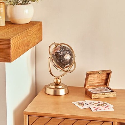 Globe terrestre Bota métal doré