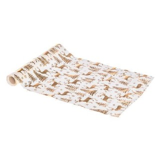 Tissus forêt 28 x 300 cm blanc et doré