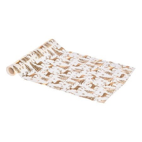 Tissus forêt 28 x 300 cm blanc et doré