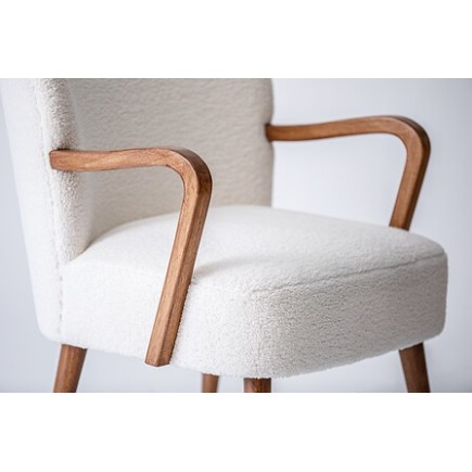 Fauteuil accoudoirs Chiara bouclette blanc